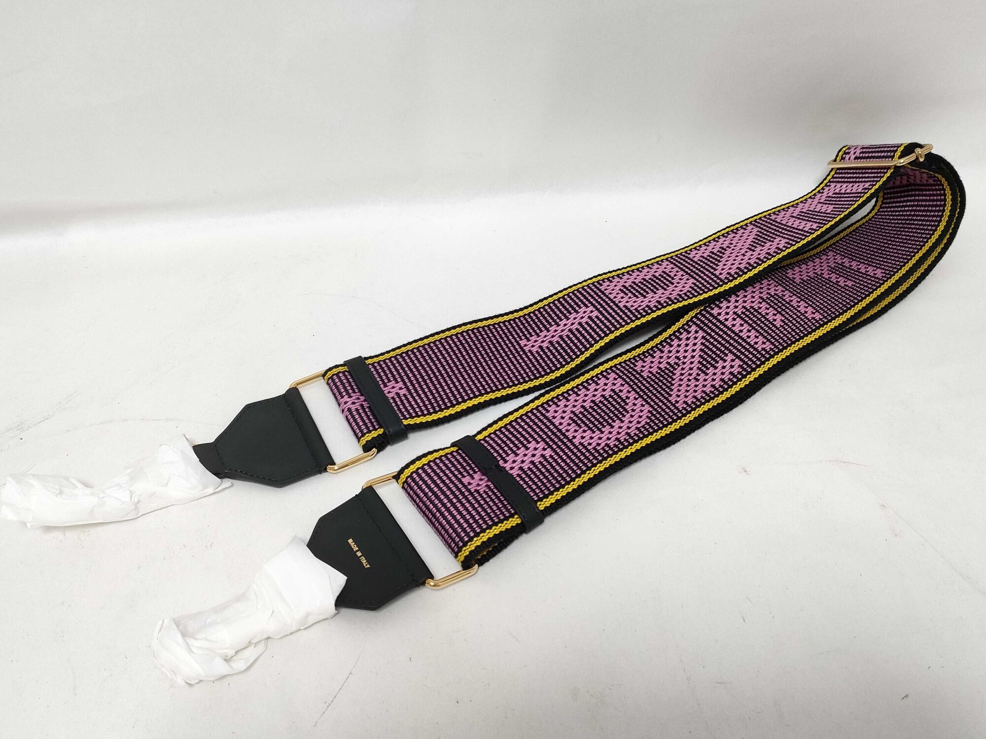 Fendi Purple & Pink Woven Logo Adjustable Strap You Shoulder Strap