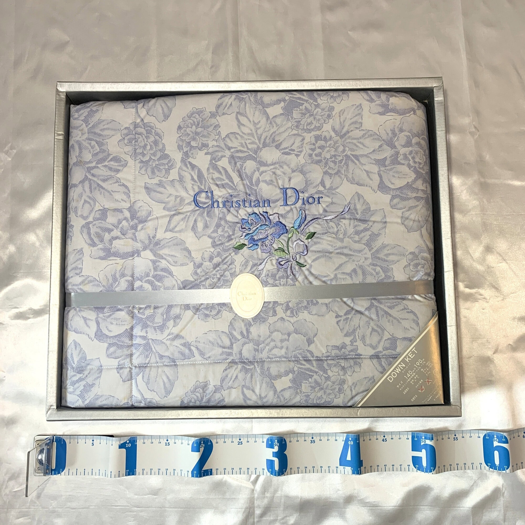 Christian Dior Blue Floral Down Ket Light Comforter Blanket, additional view 2