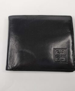 Givenchy Monsieur black leather bifold wallet with debossed 4G emblem on the front corner