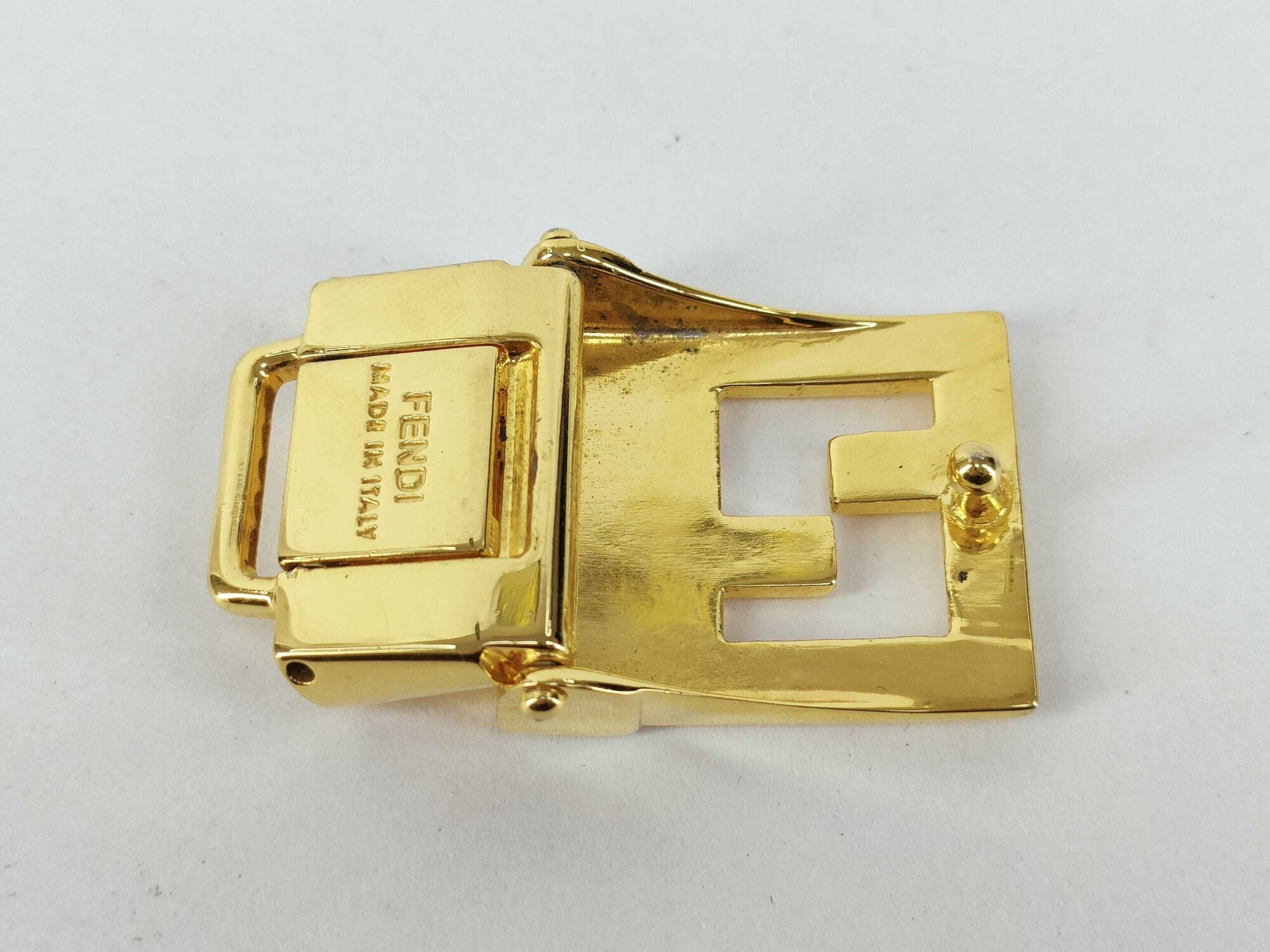 Fendi Gold-Tone Interlocking FF Logo Clamp Belt Buckle, additional view 2