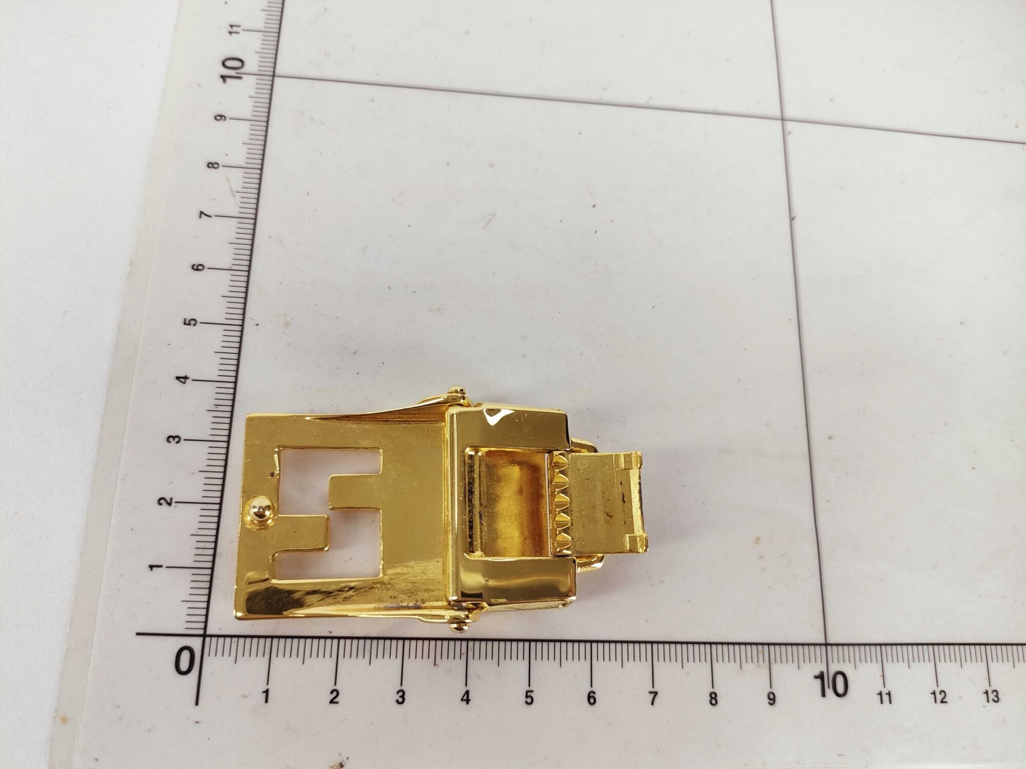 Fendi Gold-Tone Interlocking FF Logo Clamp Belt Buckle, additional view 10