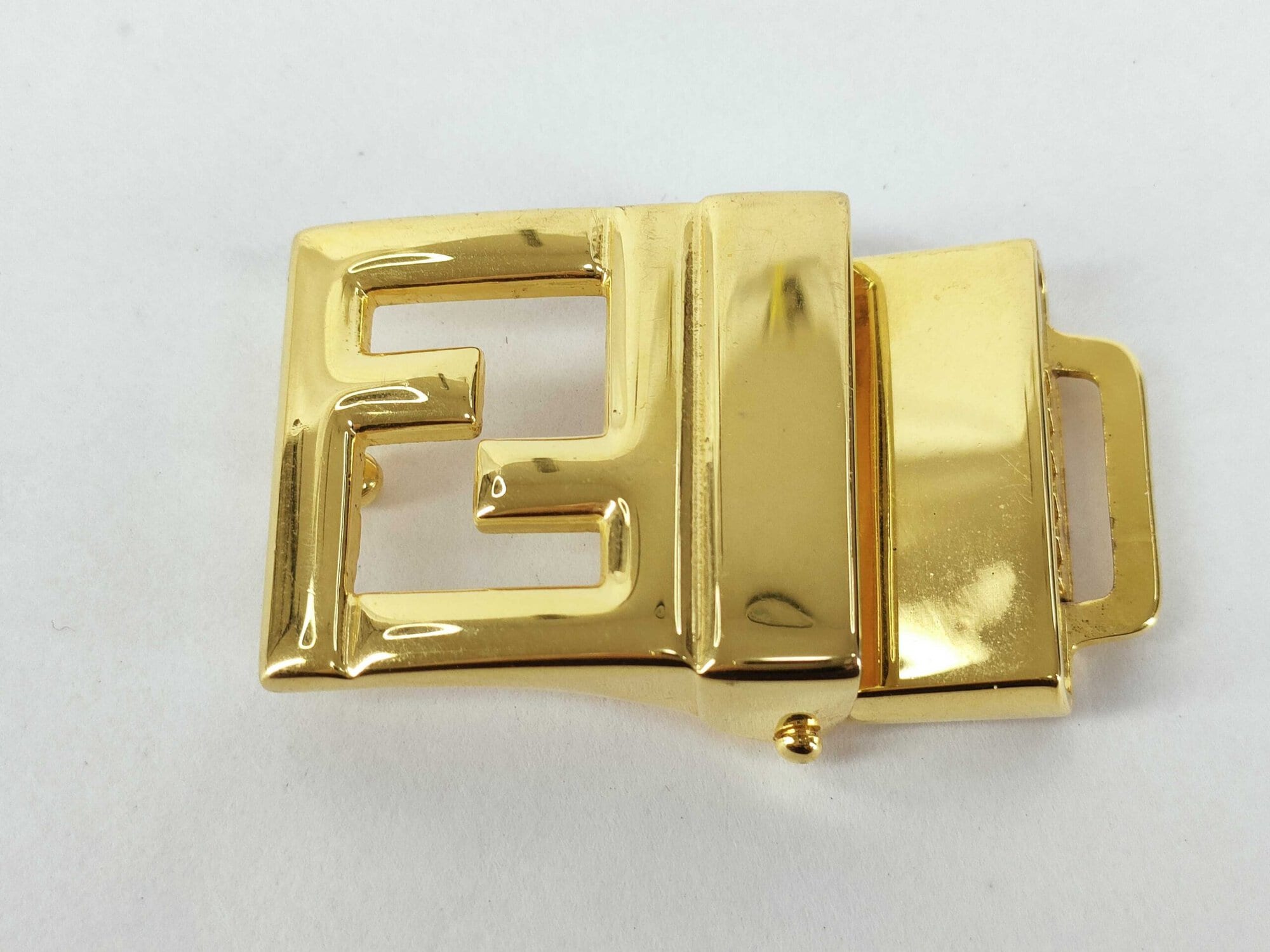 Fendi Gold-Tone Interlocking FF Logo Clamp Belt Buckle