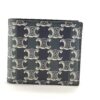 Celine Triomphe Canvas Bifold Wallet in black coated canvas shown folded upright.