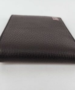 Spine fold view of Dunhill Black grained leather bifold wallet.