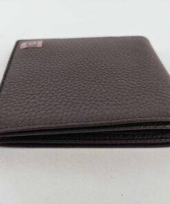 Side edge profile showing folded layers of Dunhill Black leather bifold wallet.
