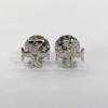 Front view of Tory Burch silver-tone Double T logo stud earrings