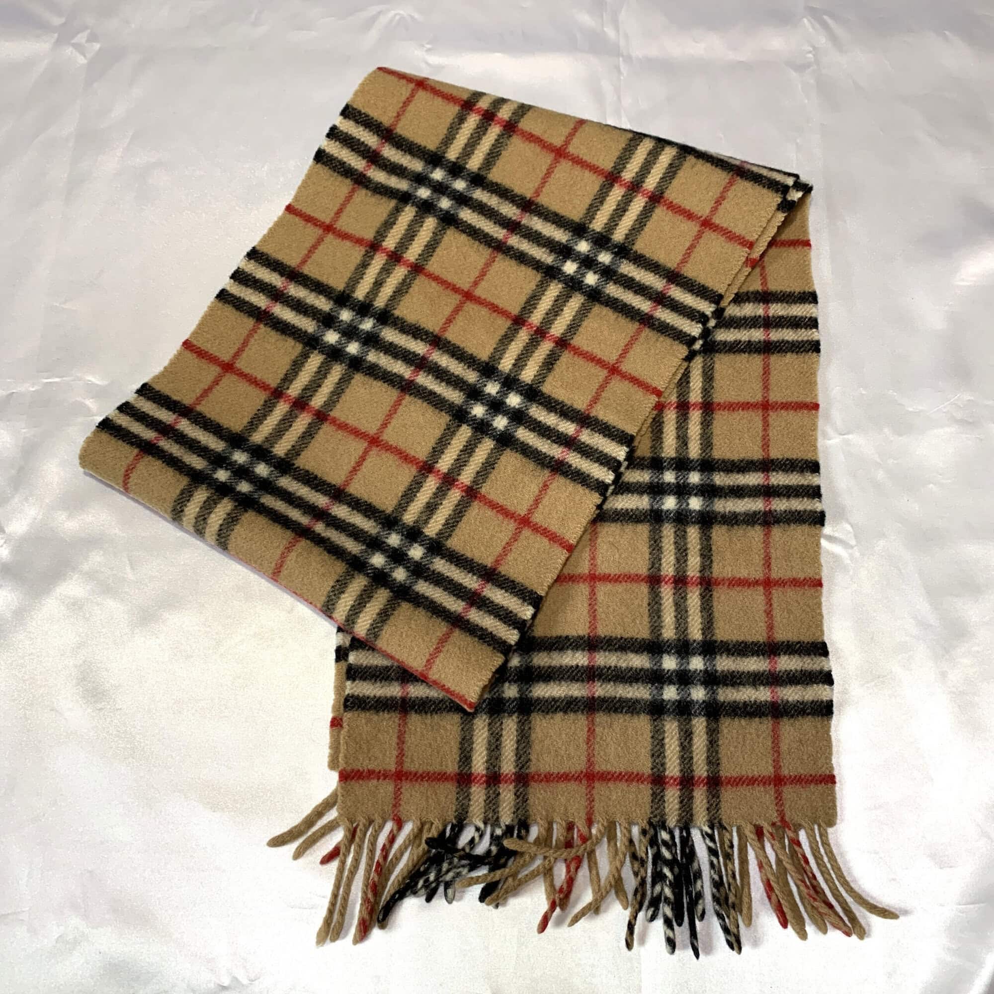 Burberrys Nova Check Lambswool Fringed Scarf