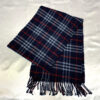 Burberrys Navy Blue Check 100% Lambswool Fringed Scarf