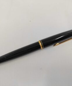 Capped Montblanc 221 black resin fountain pen with gold-tone clip and band