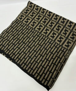 Fendi Mare Zucca Monogram & Stripe Knit Scarf Brown Black