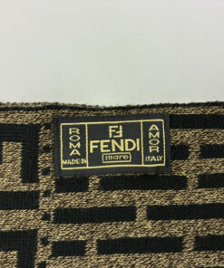 Fendi Mare Zucca Monogram & Stripe Knit Scarf Brown Black, additional view 4