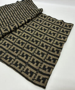 Fendi Mare Zucca Monogram & Stripe Knit Scarf Brown Black, additional view 3