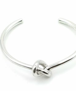 Celine Knot Extra-Thin silver-tone open cuff bracelet viewed from the front