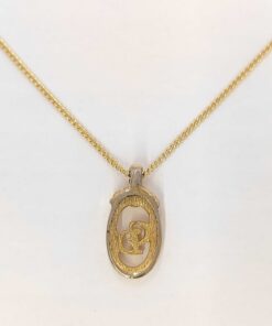Alternative view of Christian Dior Gold Plated Interlocking CD Logo Oval Medallion Pendant Necklace