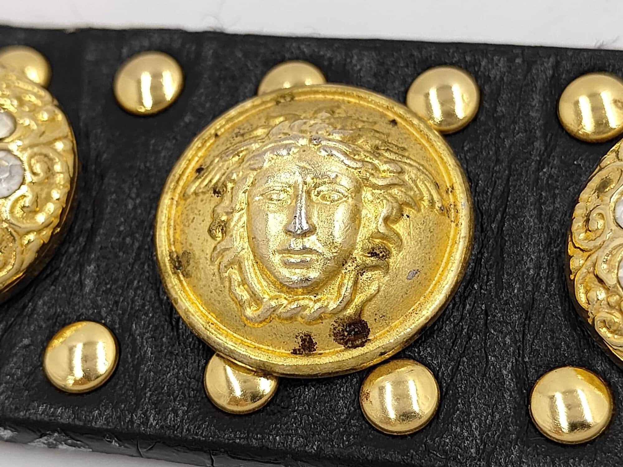 Gianni Versace Medusa Crystal Studded Leather Belt, additional view 6