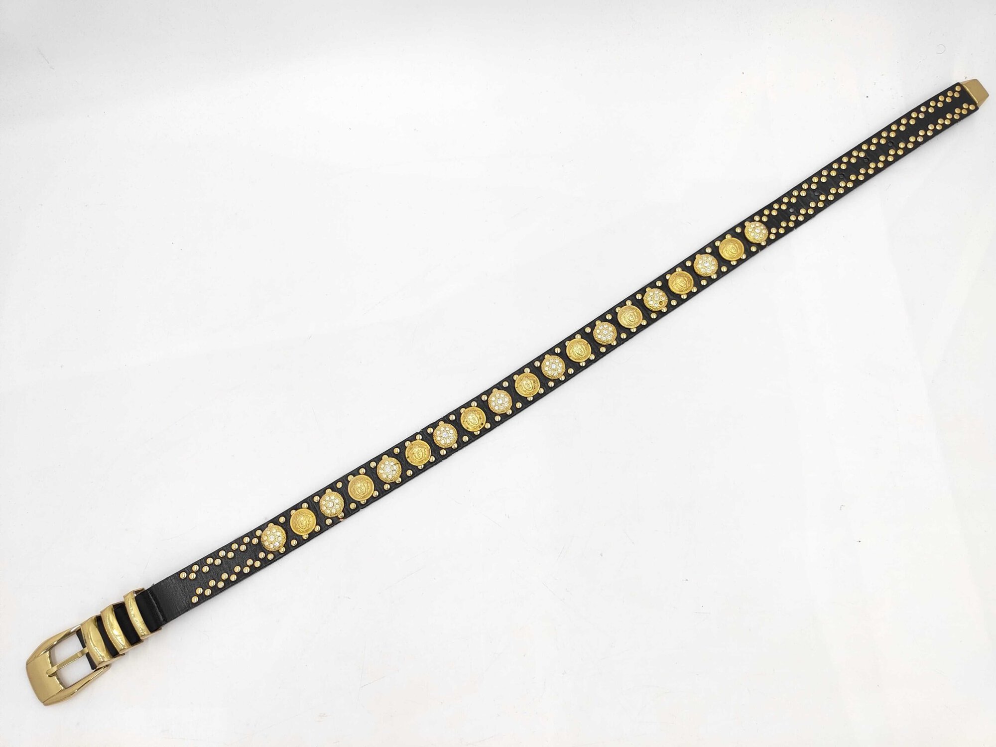 Gianni Versace Medusa Crystal Studded Leather Belt, additional view 3
