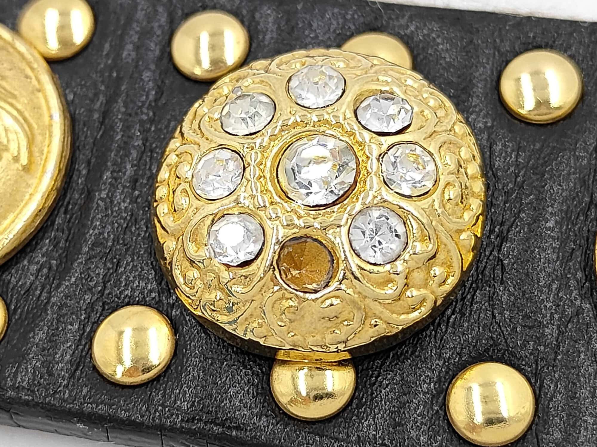 Gianni Versace Medusa Crystal Studded Leather Belt, additional view 7