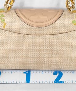 Tory Burch Limited Edition Printed Straw Fleming Convertible Shoulder Bag - Image 2
