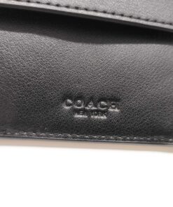Coach Charcoal Black Signature Canvas Compact Bifold Wallet with Coin Pocket - Image 10