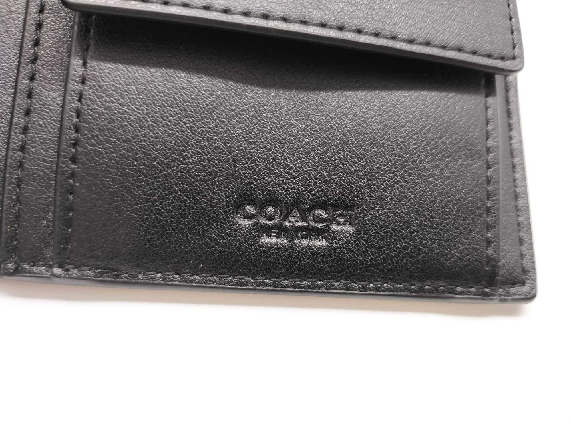 Coach Charcoal Black Signature Canvas Compact Bifold Wallet with Coin Pocket - Image 10