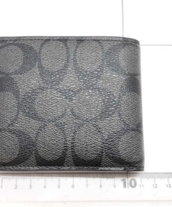 Alternative view of Coach Charcoal Black Signature Canvas Compact Bifold Wallet with Coin Pocket