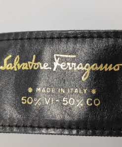Salvatore Ferragamo Black Vara Grosgrain Ribbon Gold Plated Logo Buckle Belt, additional view 6