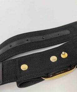 Salvatore Ferragamo Black Vara Grosgrain Ribbon Gold Plated Logo Buckle Belt, additional view 4