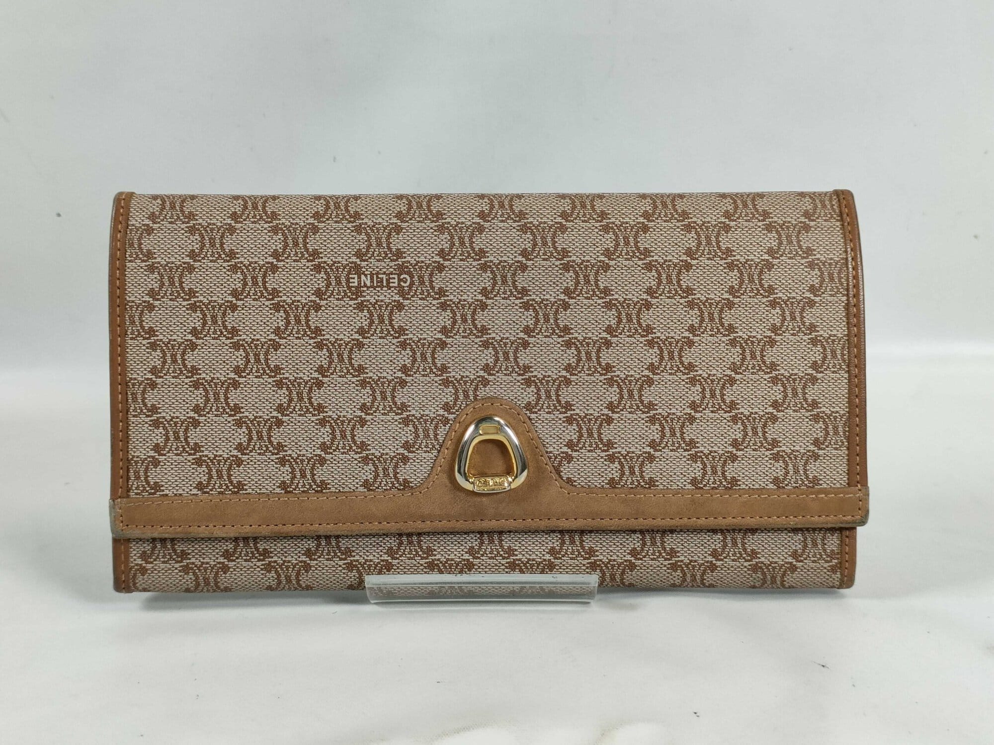 Vintage Celine Macadam Canvas Long Kiss-Lock Continental Wallet
