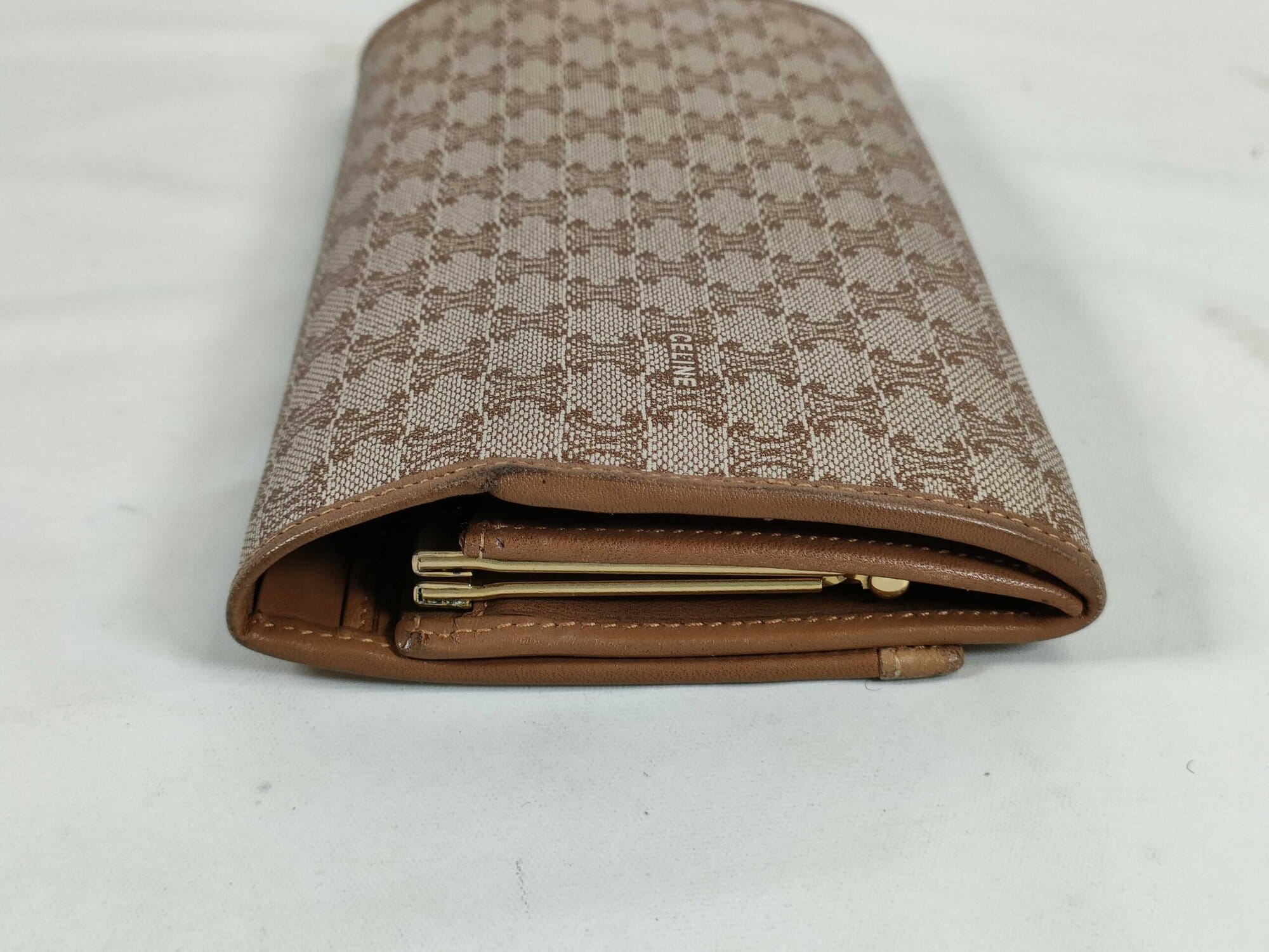 Vintage Celine Macadam Canvas Long Kiss-Lock Continental Wallet - Image 6