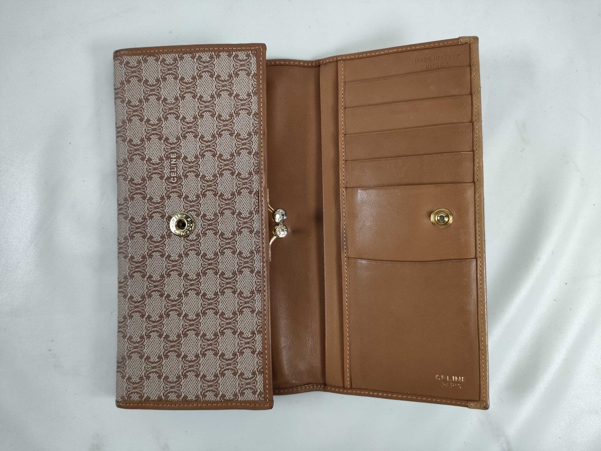 Vintage Celine Macadam Canvas Long Kiss-Lock Continental Wallet - Image 9