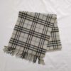 Burberry London Cream & Light Blue Plaid 100% Cashmere Fringe Scarf