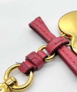 Prada Peonia Pink Saffiano Leather Heart Bow Keychain Bag Charm - Image 7