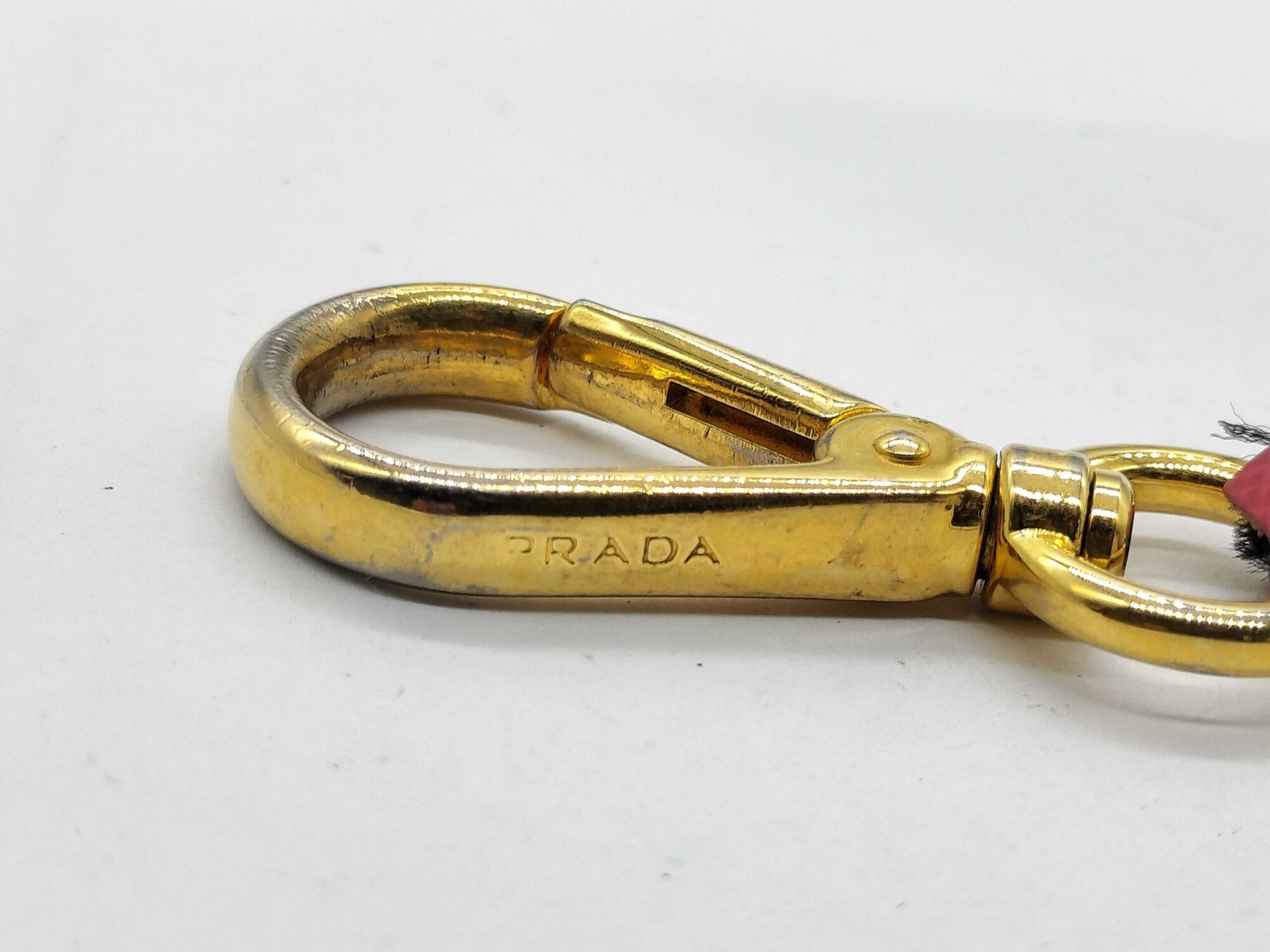 Prada Peonia Pink Saffiano Leather Heart Bow Keychain Bag Charm - Image 6