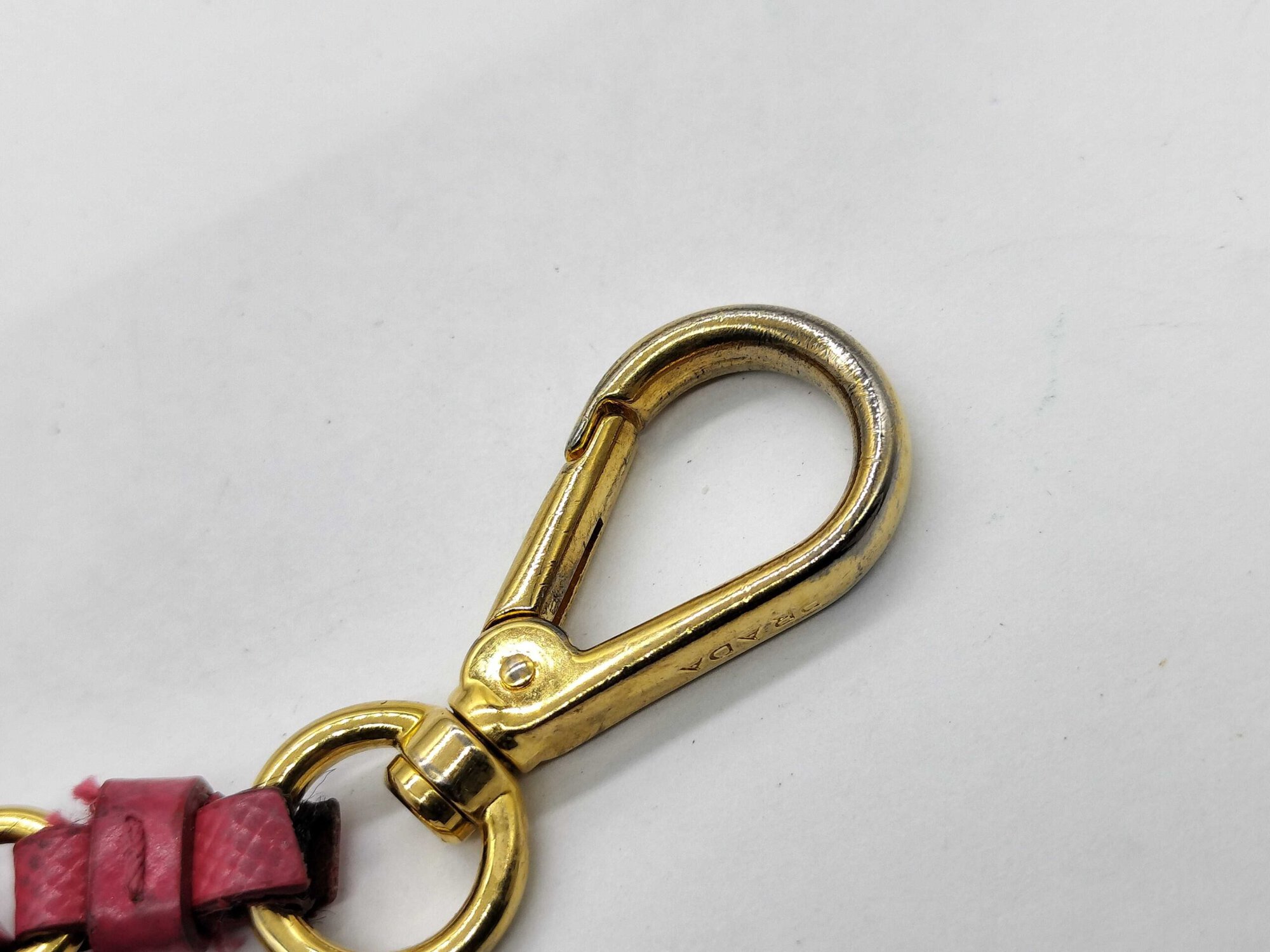 Prada Peonia Pink Saffiano Leather Heart Bow Keychain Bag Charm - Image 3