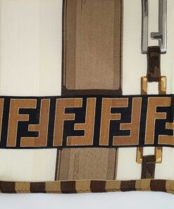 Fendi Zucca Monogram Belt & Chain Print Cotton Pocket Square Handkerchief - Image 6