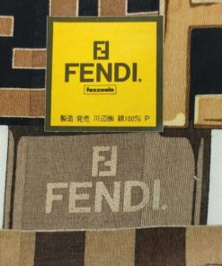 Fendi Zucca Monogram Belt & Chain Print Cotton Pocket Square Handkerchief - Image 3