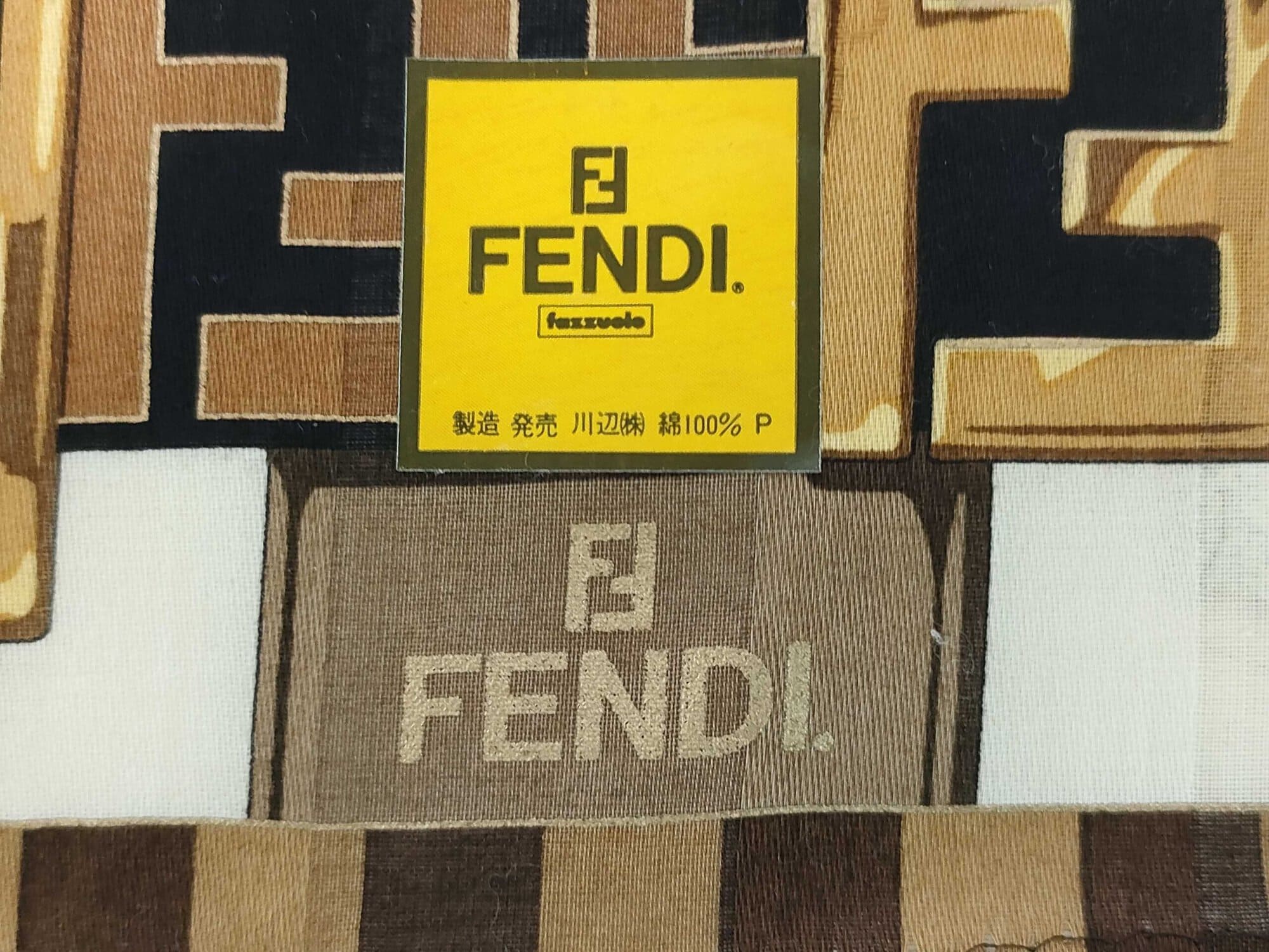 Fendi Zucca Monogram Belt & Chain Print Cotton Pocket Square Handkerchief - Image 3