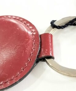 Burberry Burgundy Patent Leather & House Check Round Bag Charm Keychain - Image 9