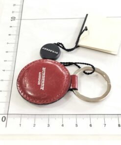 Burberry Burgundy Patent Leather & House Check Round Bag Charm Keychain - Image 2
