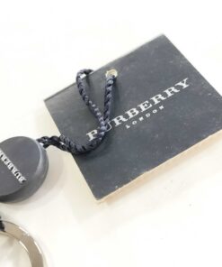 Burberry Burgundy Patent Leather & House Check Round Bag Charm Keychain - Image 6