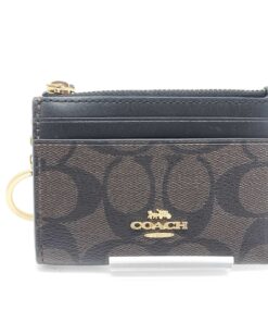 Coach Mahogany Black Signature Canvas Mini Skinny ID Case