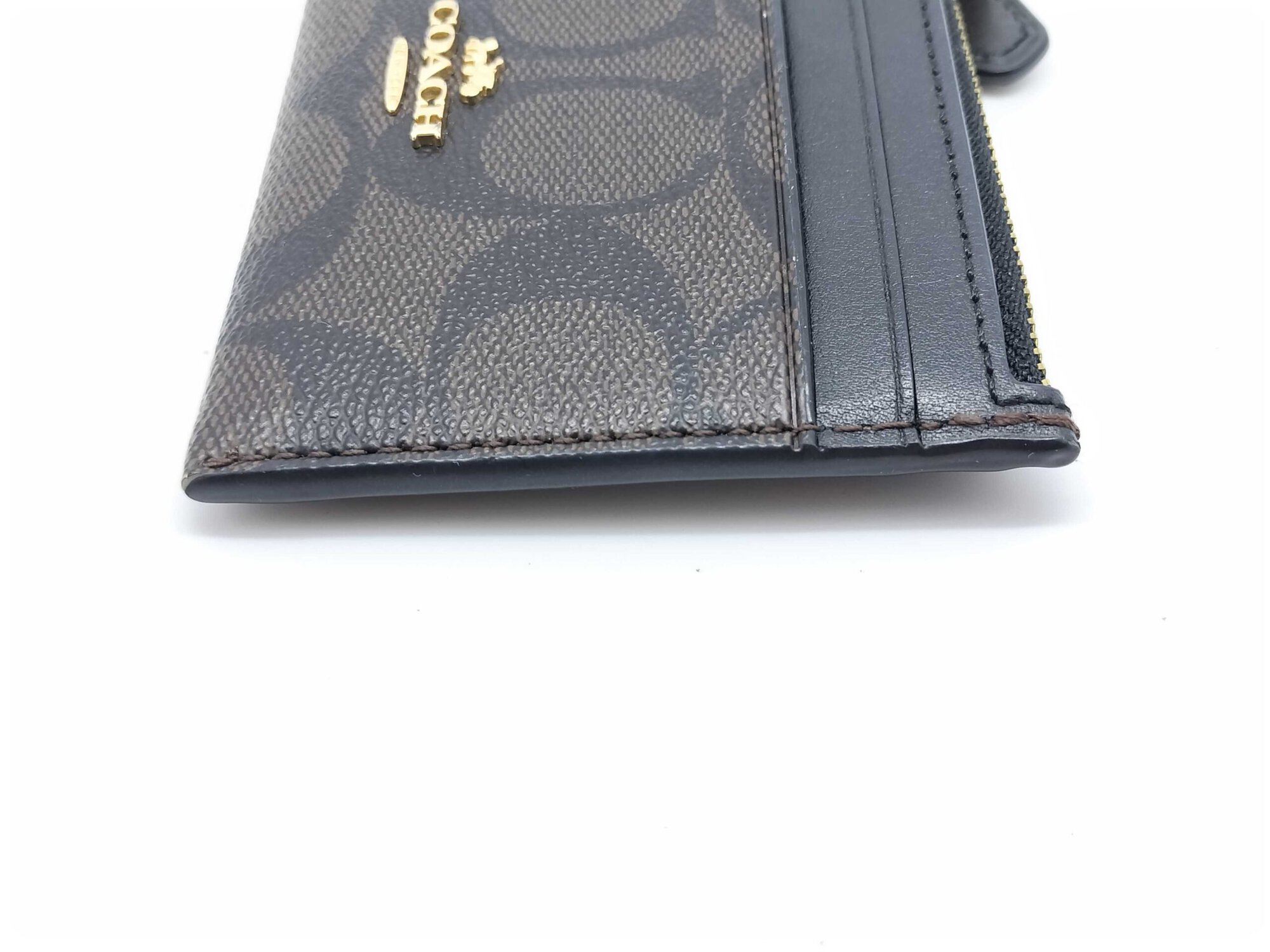 Coach Mahogany Black Signature Canvas Mini Skinny ID Case image 5