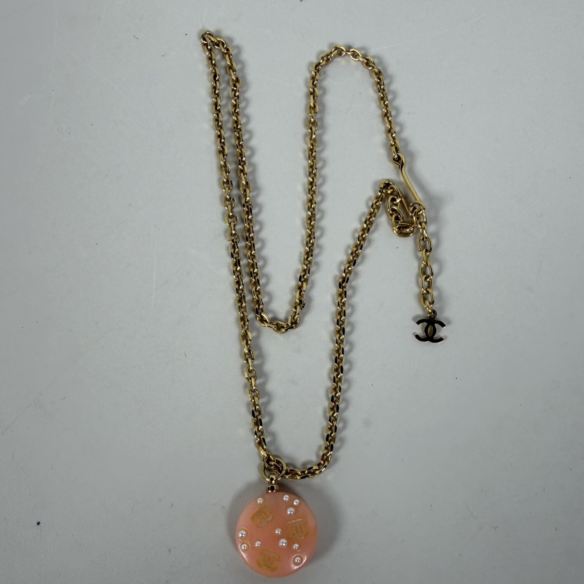 Authentic Vintage Chanel Coco Mark Faux Pearl Drop Pendant Necklace