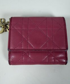 Christian Dior Lady Dior Lotus Wallet Cannage Lambskin Fuchsia Pink Gold