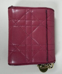 Christian Dior Lady Dior Lotus Wallet Cannage Lambskin Fuchsia Pink Gold