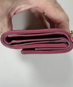 Christian Dior Lady Dior Lotus Wallet Cannage Lambskin Fuchsia Pink Gold - Image 3