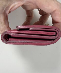 Christian Dior Lady Dior Lotus Wallet Cannage Lambskin Fuchsia Pink Gold - Image 4