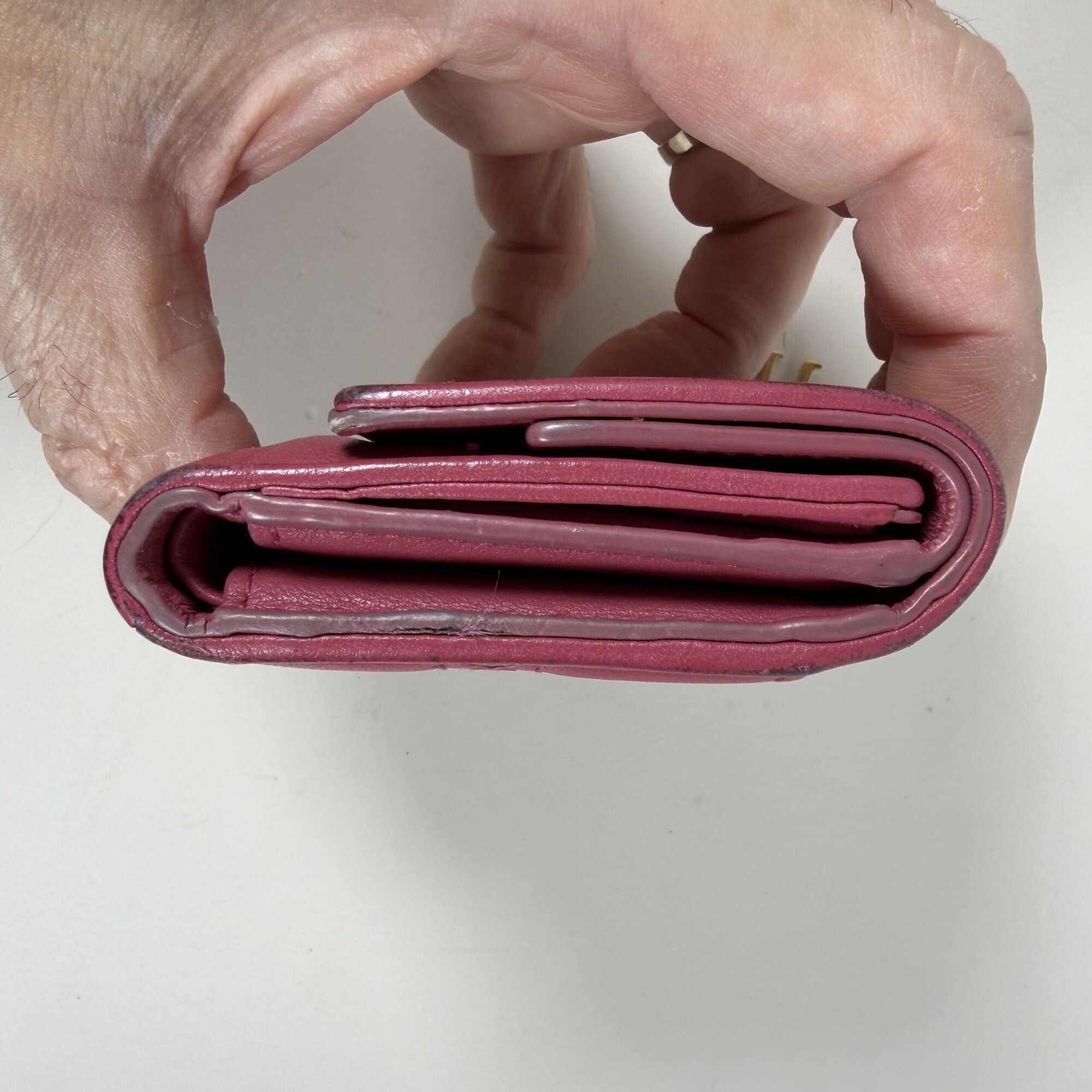 Christian Dior Lady Dior Lotus Wallet Cannage Lambskin Fuchsia Pink Gold - Image 4