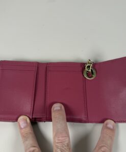 Christian Dior Lady Dior Lotus Wallet Cannage Lambskin Fuchsia Pink Gold - Image 5
