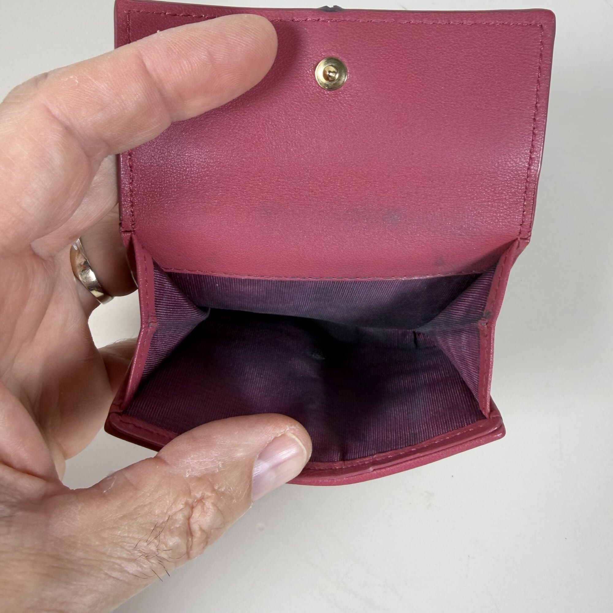 Christian Dior Lady Dior Lotus Wallet Cannage Lambskin Fuchsia Pink Gold - Image 7